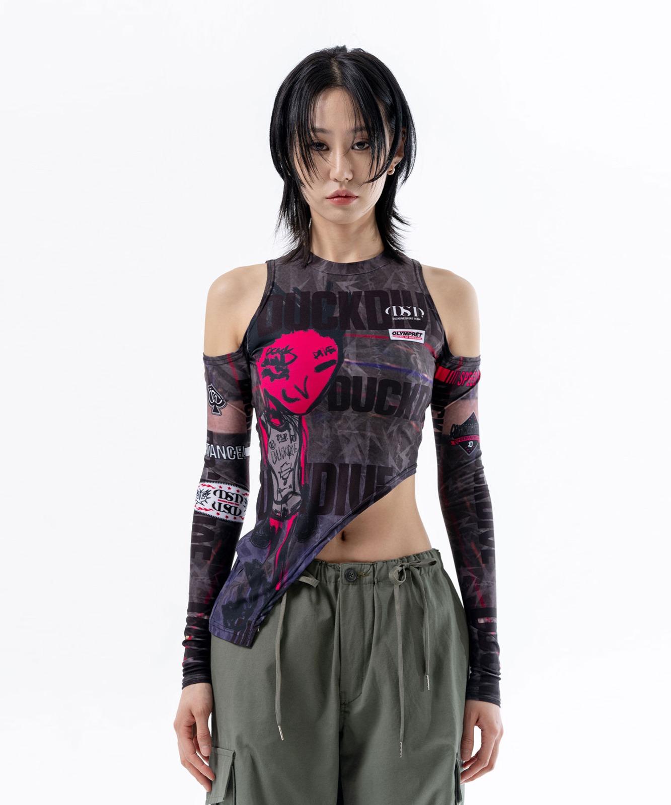 DUCKDIVE Boxer cutout Zipper print long sleeve