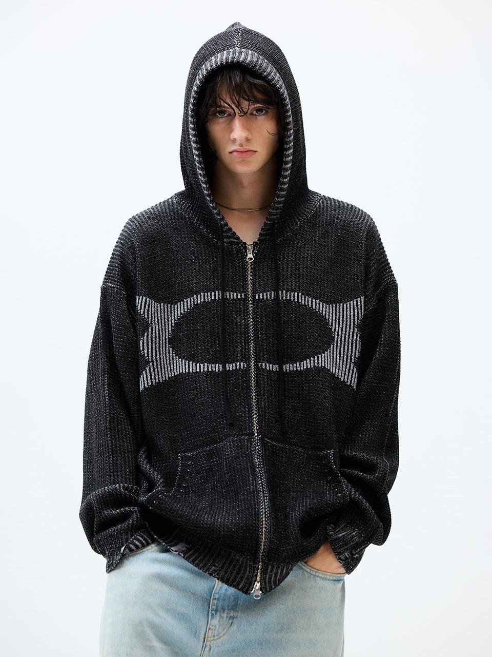 CRITIC WORMHOLE KNIT HOOD ZIP UP