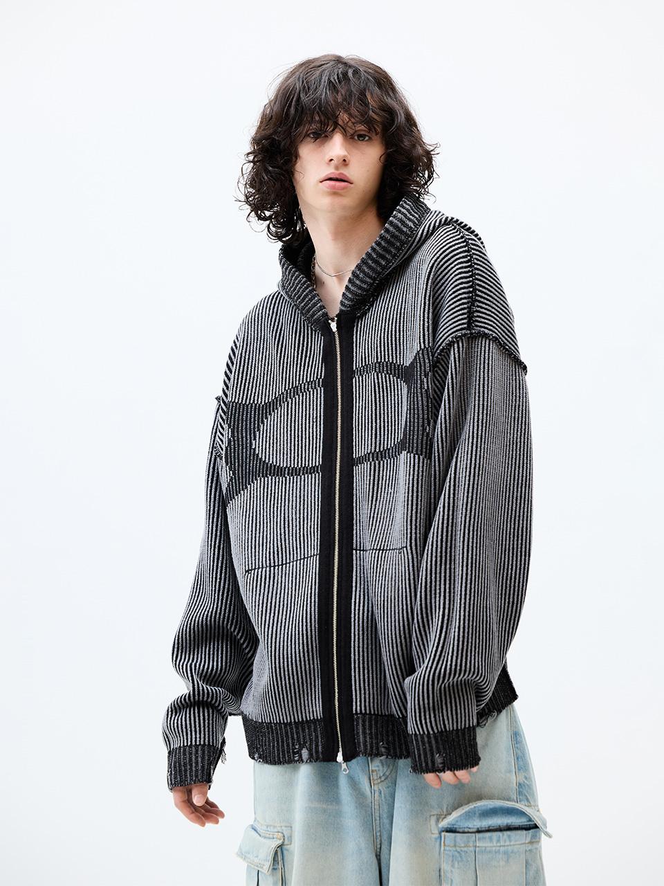 CRITIC WORMHOLE KNIT HOOD ZIP UP