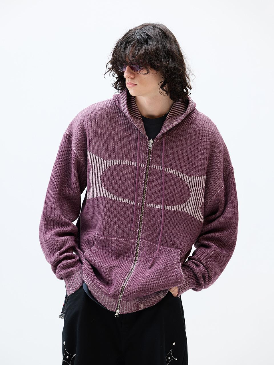 CRITIC WORMHOLE KNIT HOOD ZIP UP