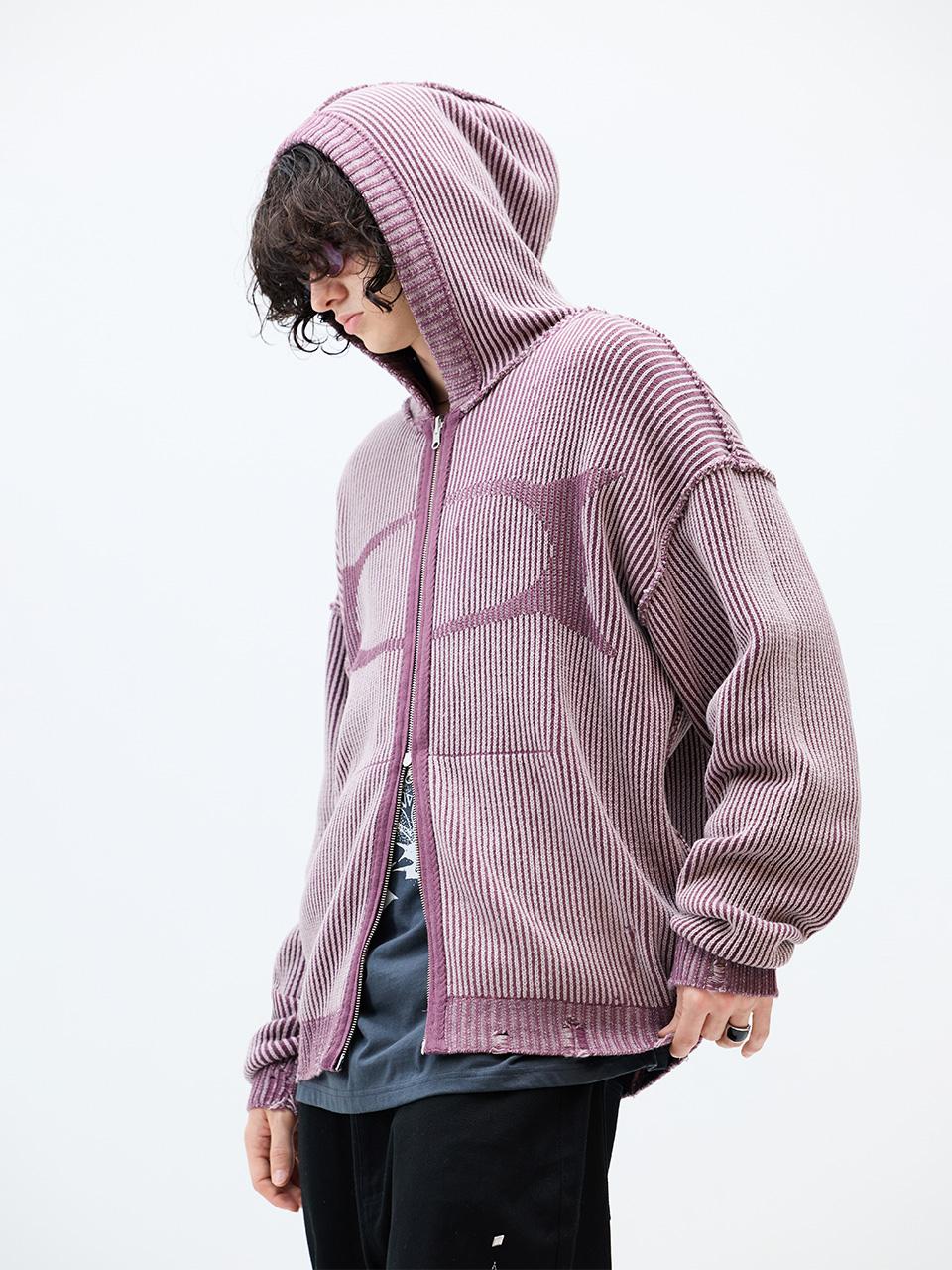 CRITIC WORMHOLE KNIT HOOD ZIP UP