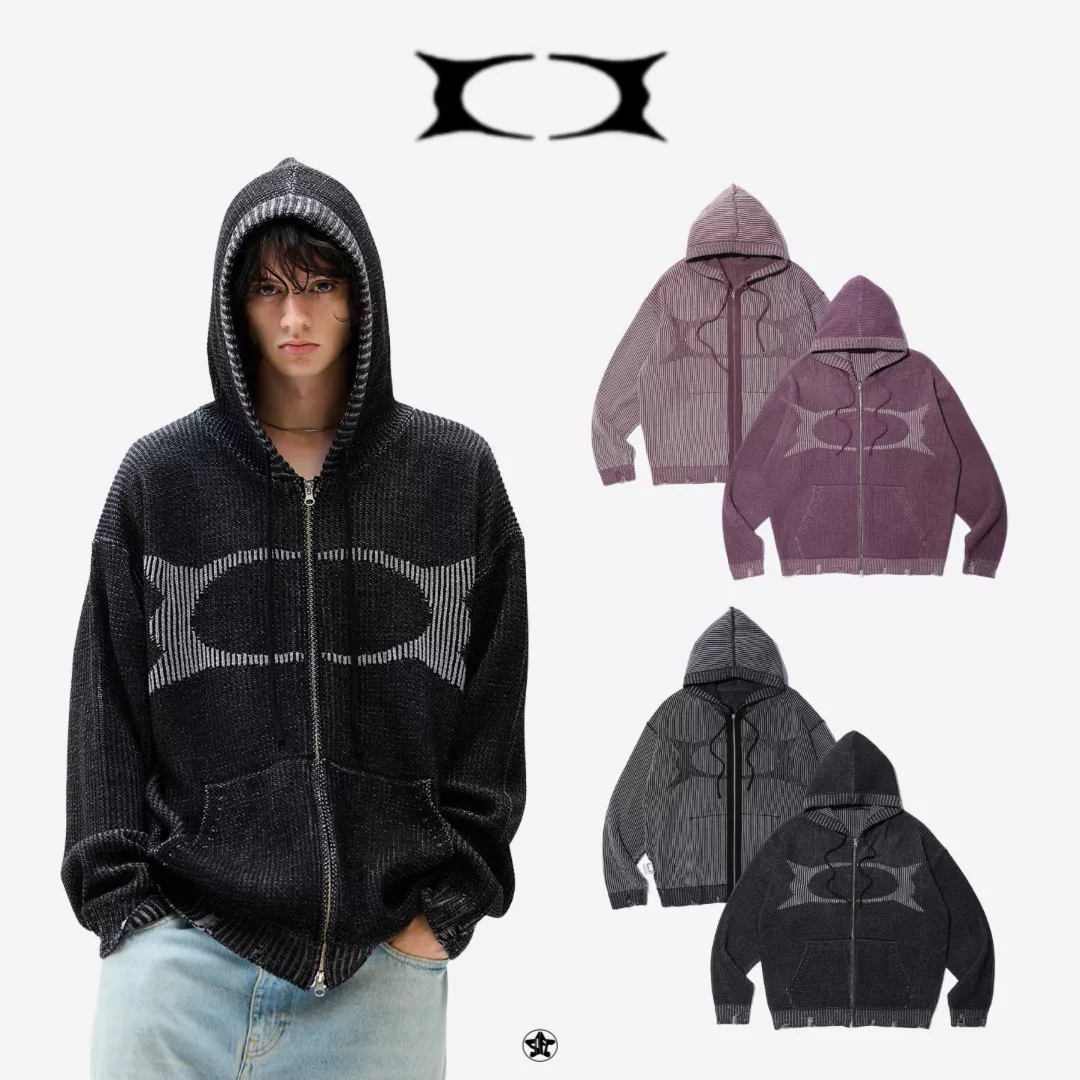 CRITIC WORMHOLE KNIT HOOD ZIP UP