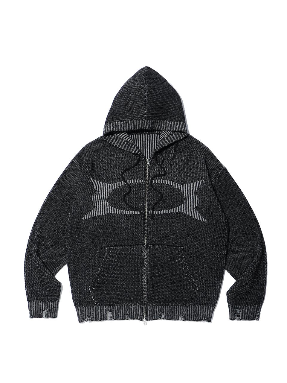 CRITIC WORMHOLE KNIT HOOD ZIP UP