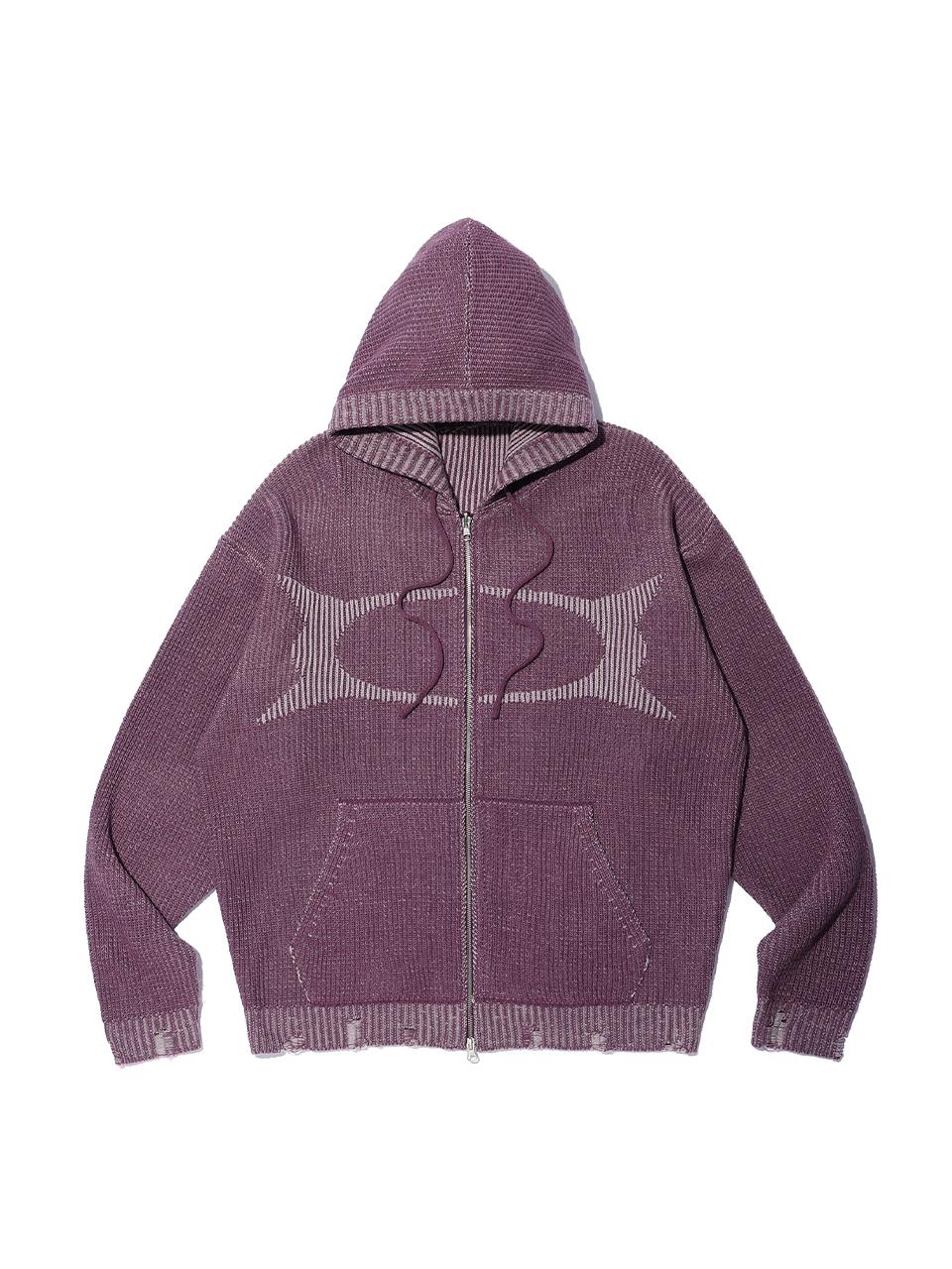 CRITIC WORMHOLE KNIT HOOD ZIP UP