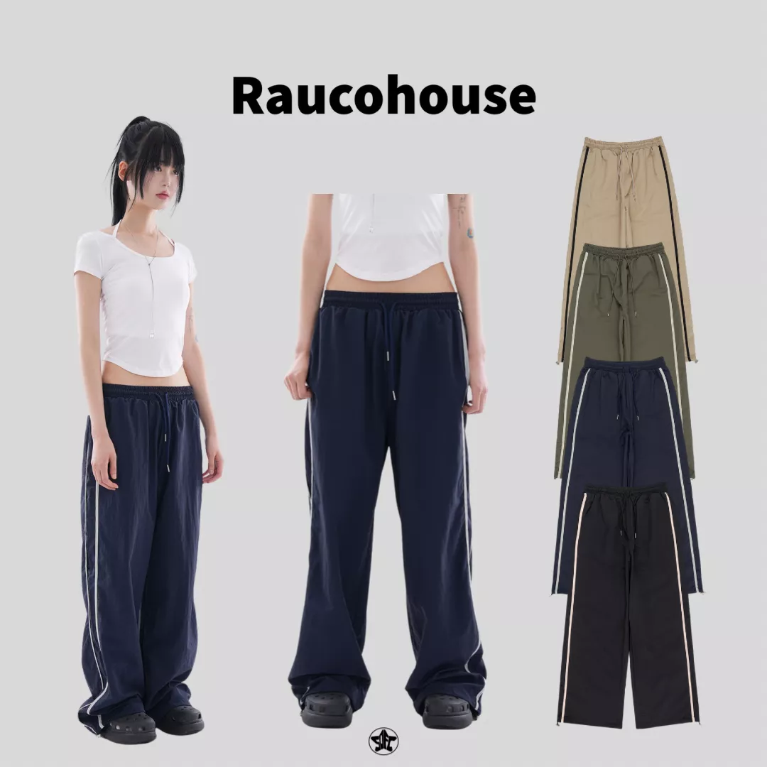 Raucohouse 軌道線條尼龍運動長褲