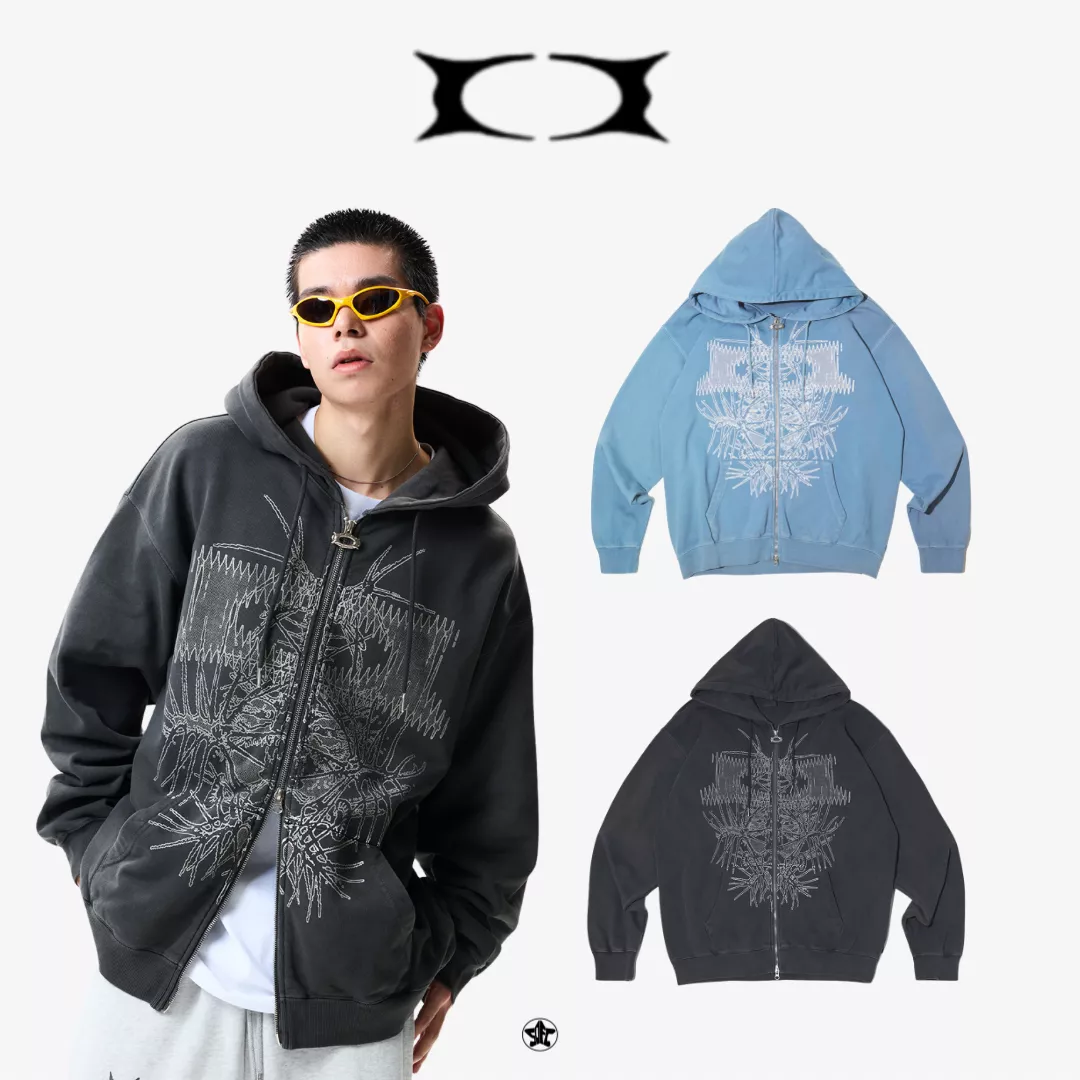 CRITIC GRID WORMHOLE HOODIE ZIPUP連帽外套