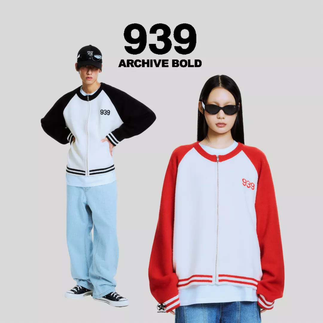 ARCHIVE BOLD 939 RAGLAN KNIT ZIP-UP拉格蘭拼色針織拉鍊外套