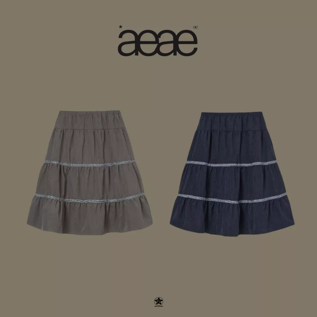 aeae CHECK MIDI TIERED SKIRT 格紋中長層次裙