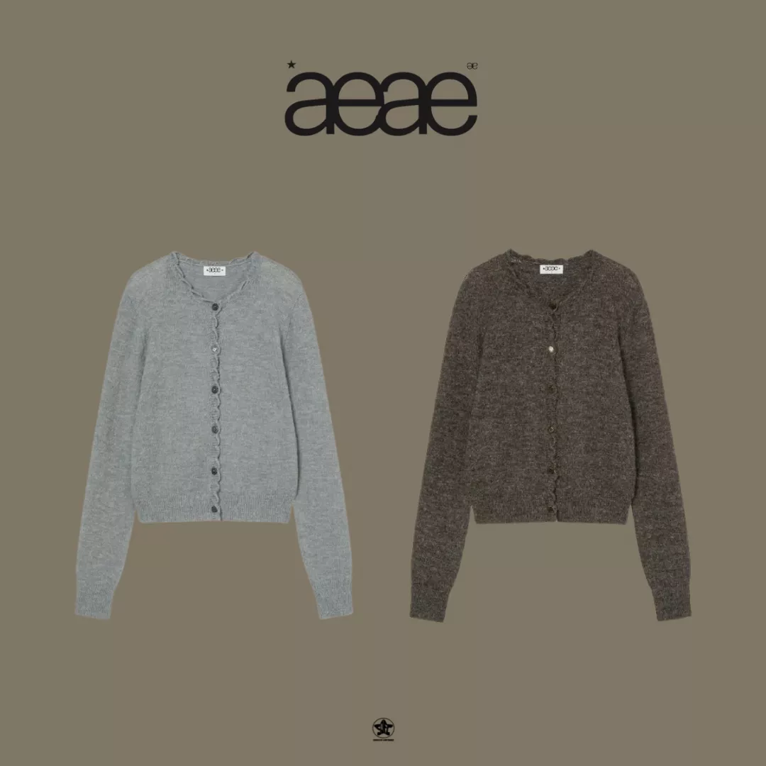 aeae SCALLOP ROUND NECK CARDIGAN 波浪邊圓領針織開襟衫
