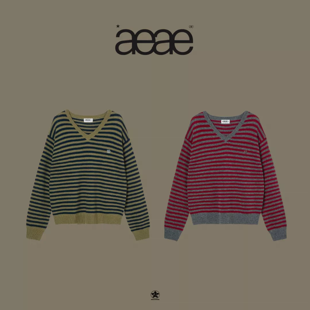 aeae STRIPE V-NECK KNIT PULLOVER條紋V領針織套頭衫