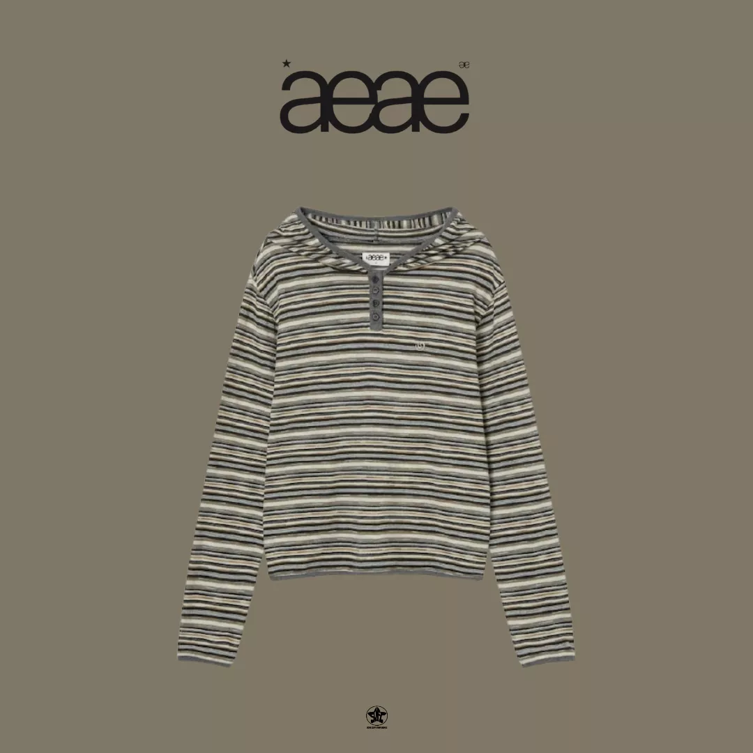 aeae STRIPE KNIT HOODIE條紋針織連帽上衣