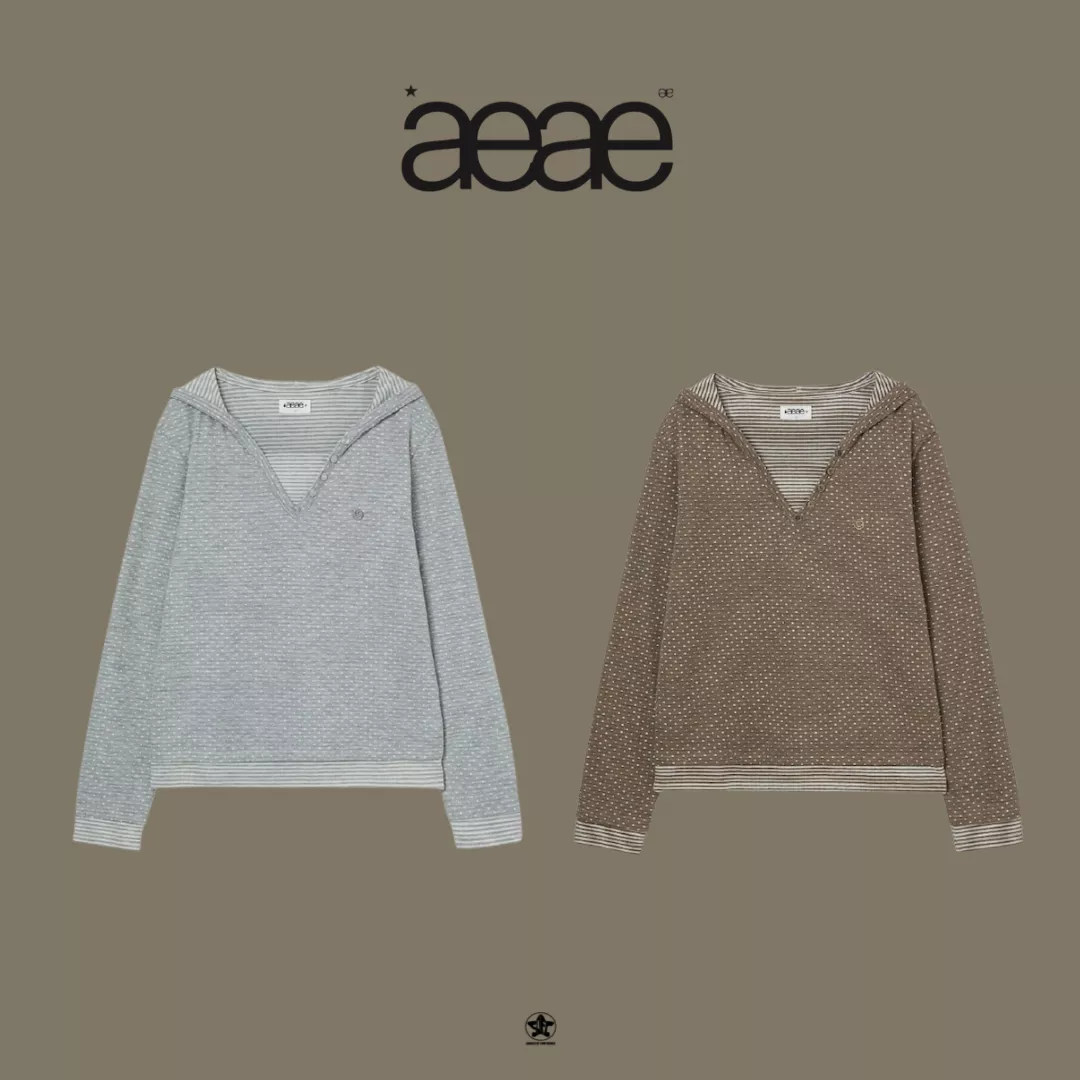 aeae HOODED HENLEY NECK TEE連帽亨利領長袖上衣