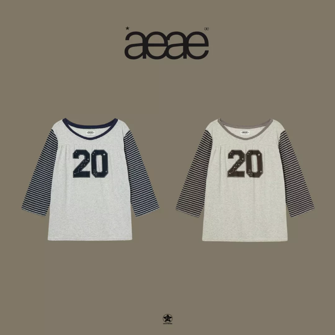 aeae STRIPE COMBI TEE條紋拼接短袖上衣