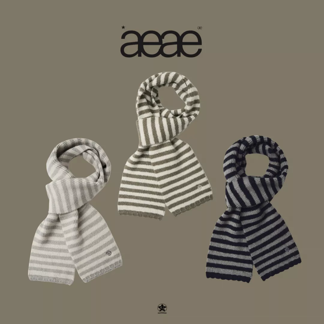 aeae STRIPE SYMBOL MUFFLER條紋標誌針織圍巾