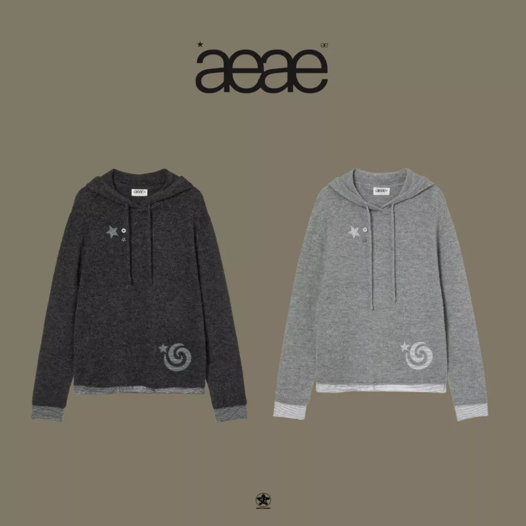 aeae LAYERED KNIT HOODIE層次設計針織連帽上衣
