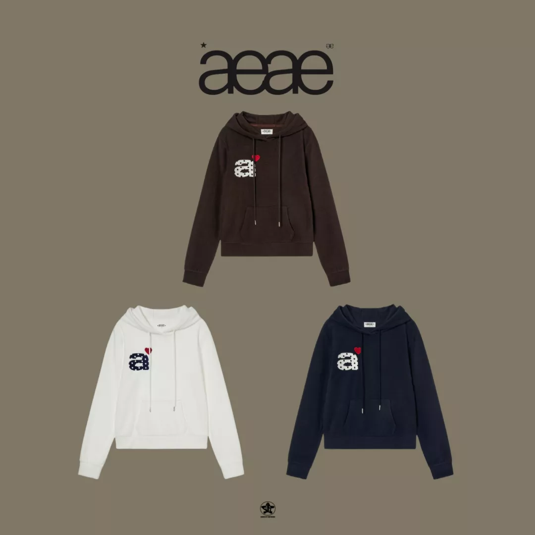 aeae DOT SMALL LETTER FLEECE HOODIE圓點小字母刷毛連帽上衣