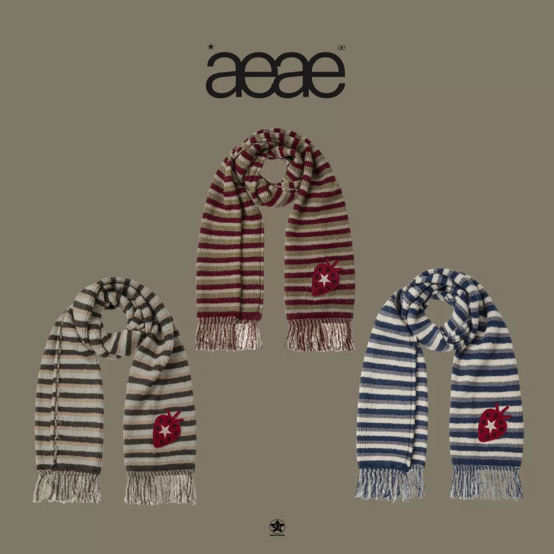 aeae TRIPE TASSEL MUFFLER條紋流蘇圍巾