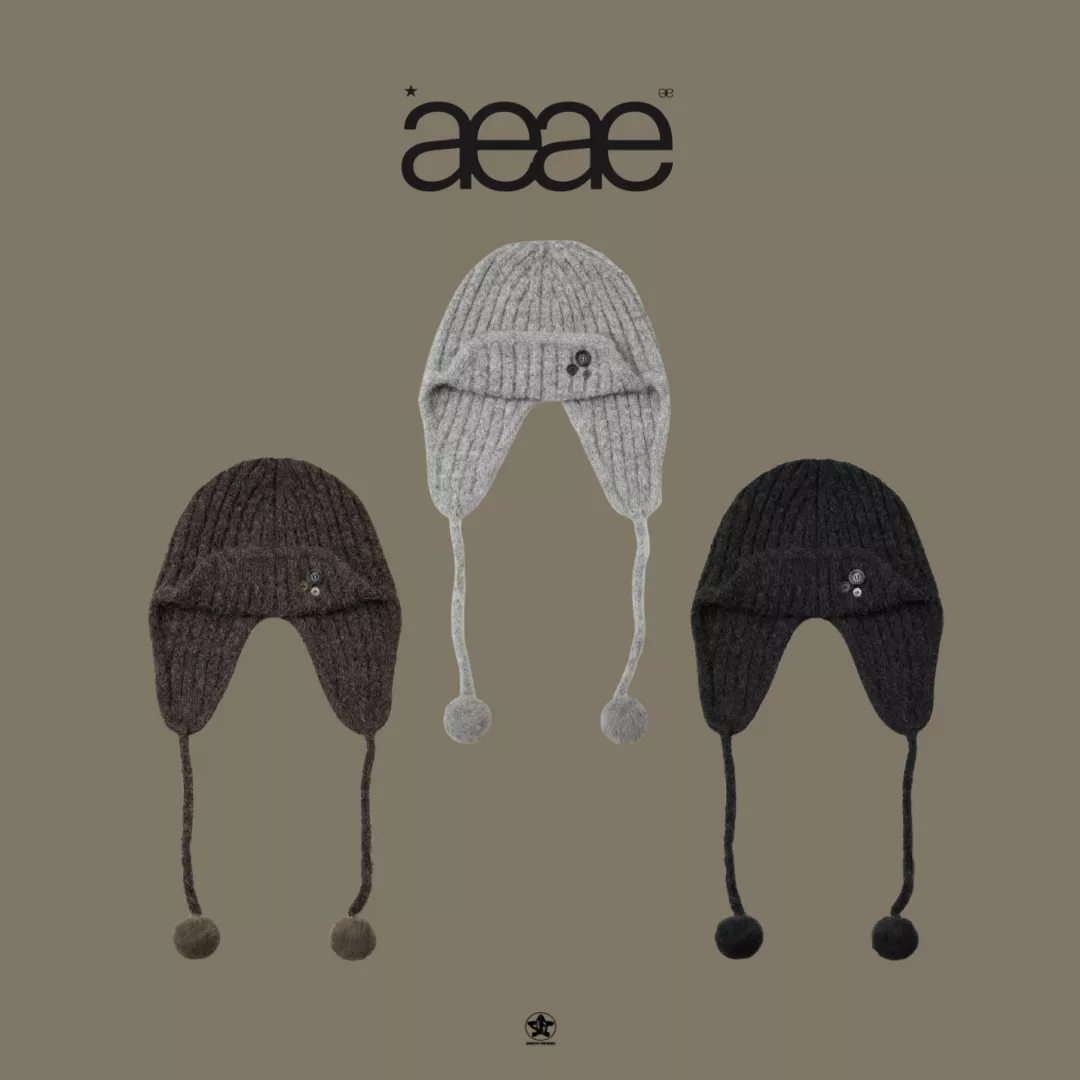 aeae BUTTON KNIT TROOPER BEANIE針織鈕扣保暖飛行帽