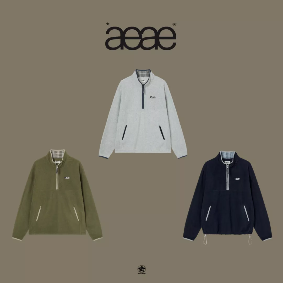aeae SYMBOL FLEECE ANORAK標誌刷毛套頭半開襟上衣