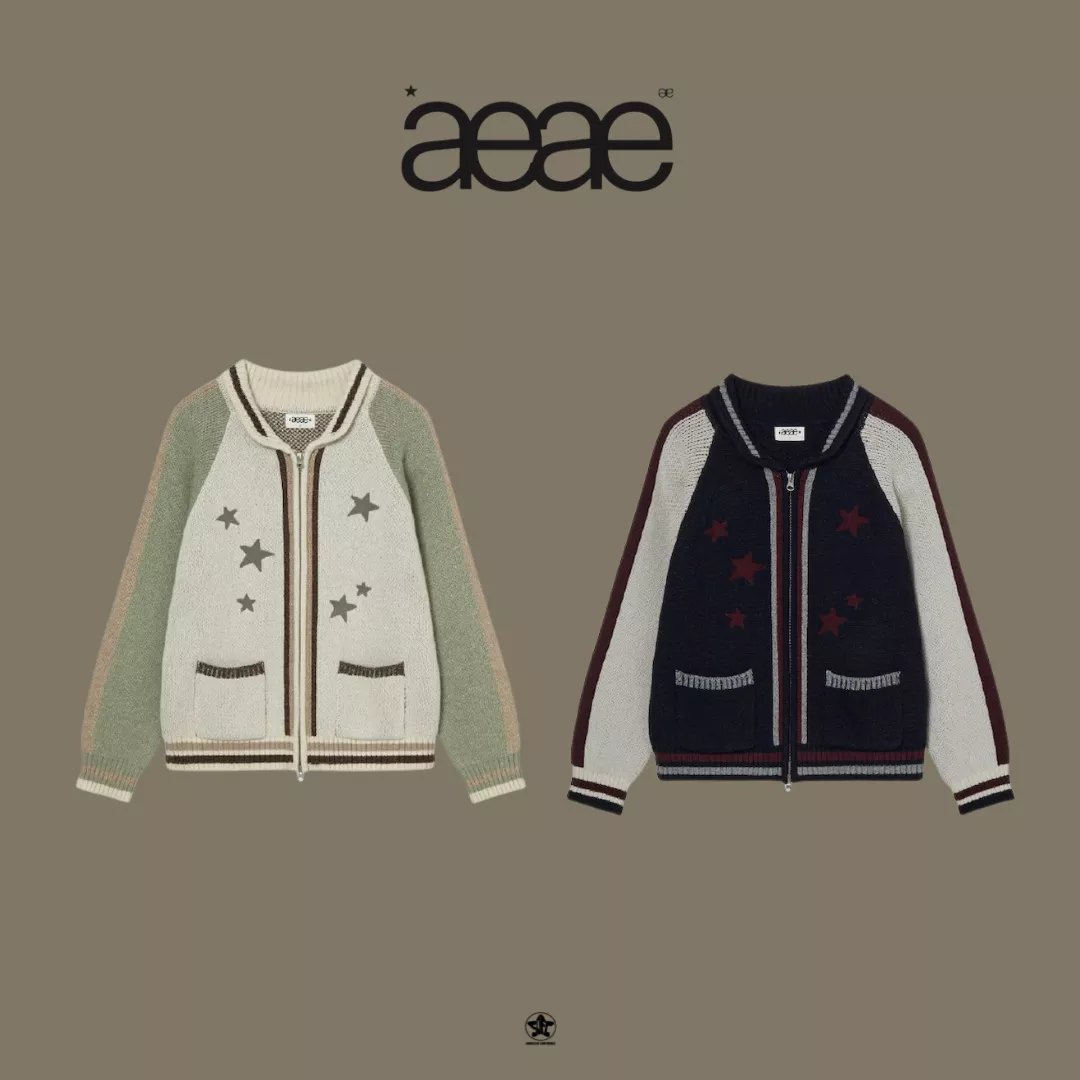 aeae STAR JACQUARD COWICHAN星星提花開襟針織外套