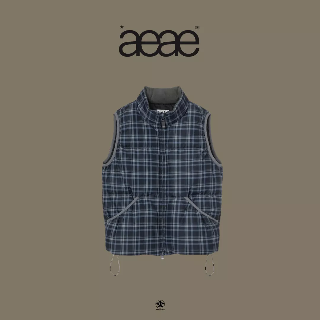 aeae CHECK PADDED VEST格紋鋪棉背心