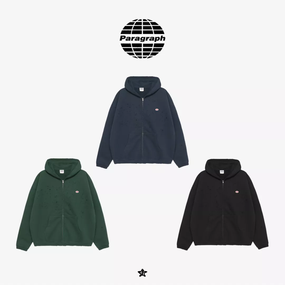PARAGRAPH DESTROYED ZIP HOODIE破壞風連帽拉鍊外套