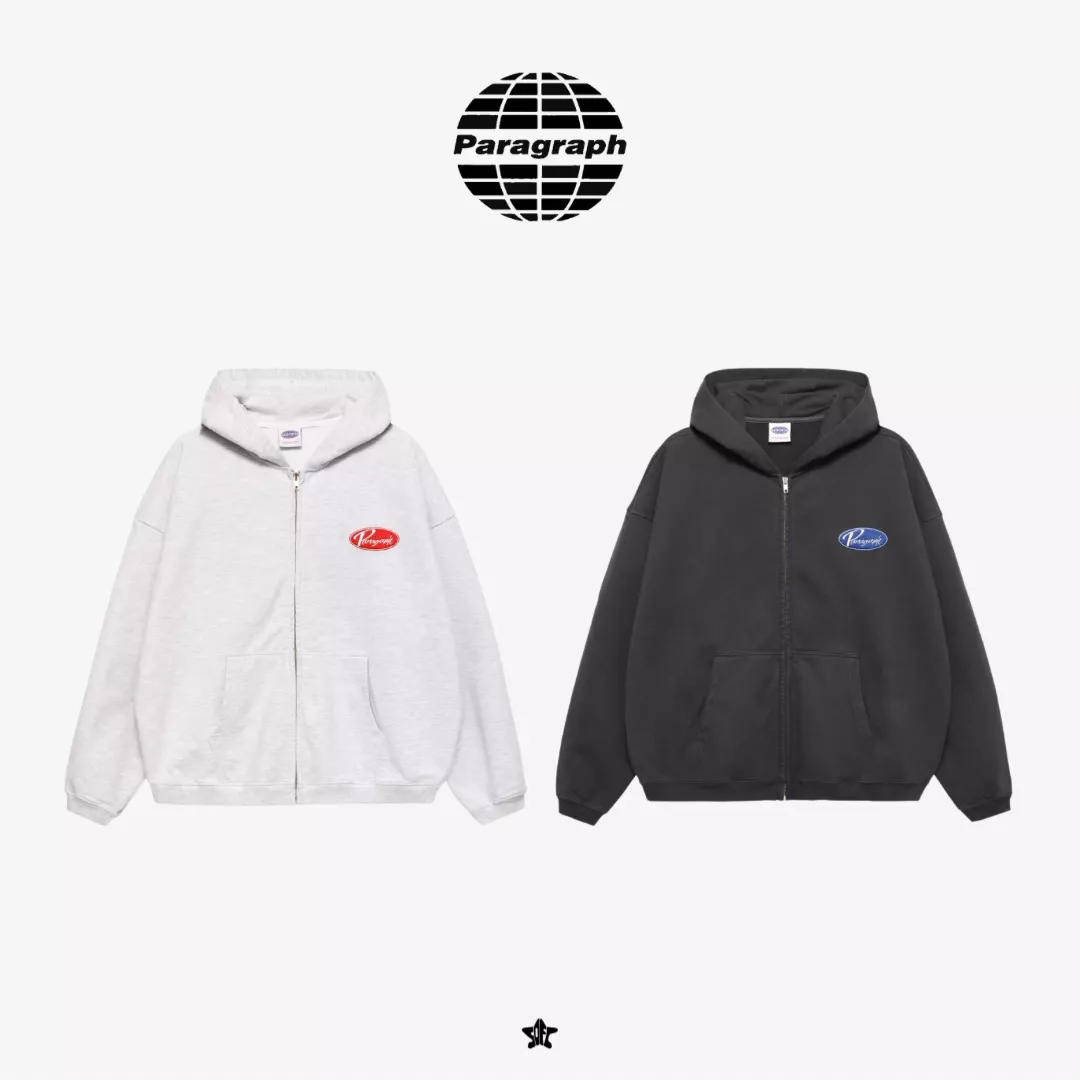 PARAGRAPH SCRIPT LOGO PATCH ZIP HOODIE手寫標誌刺繡連帽拉鍊外套