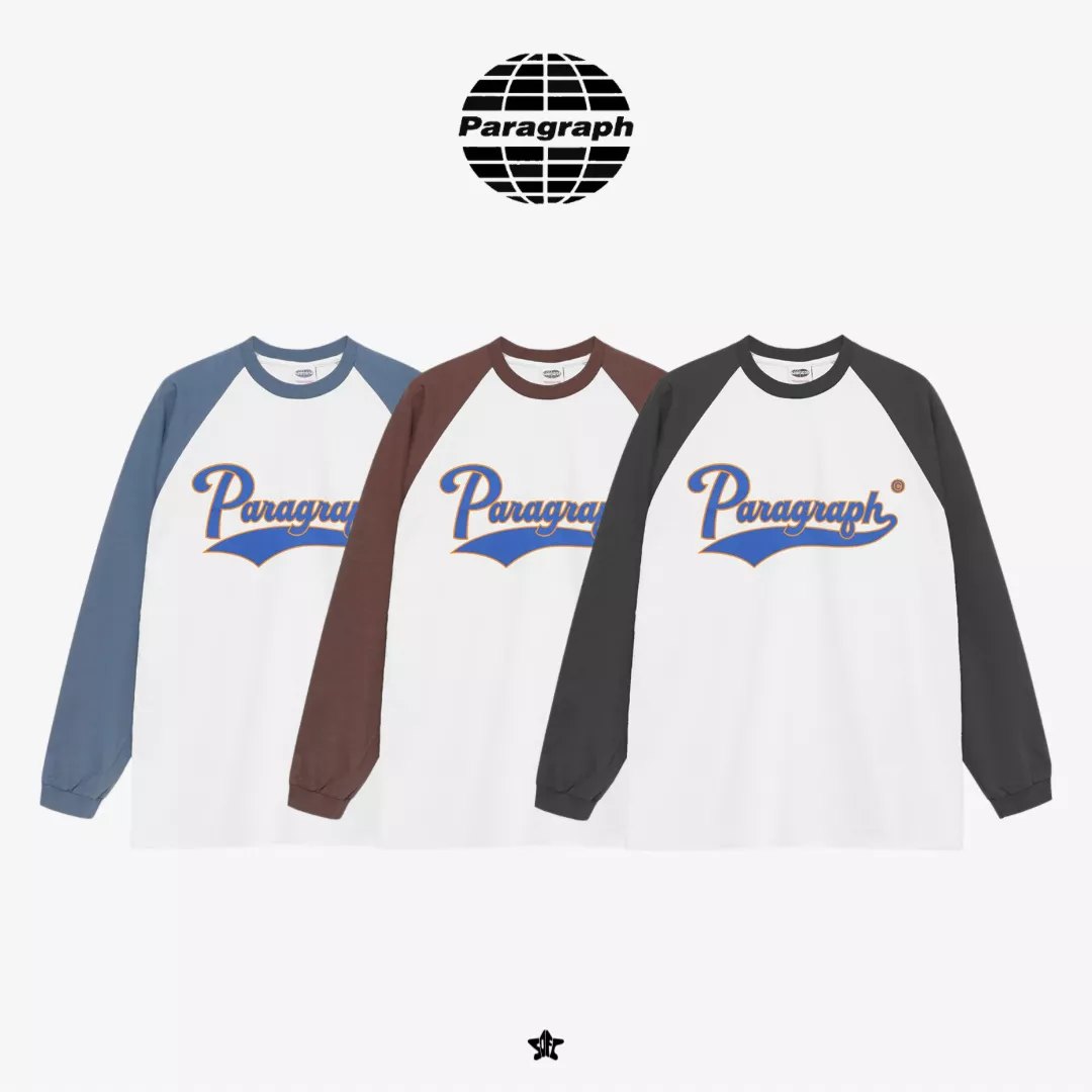 PARAGRAPH FLAG FONT RAGLAN L/S棒球字體拼接長袖上衣