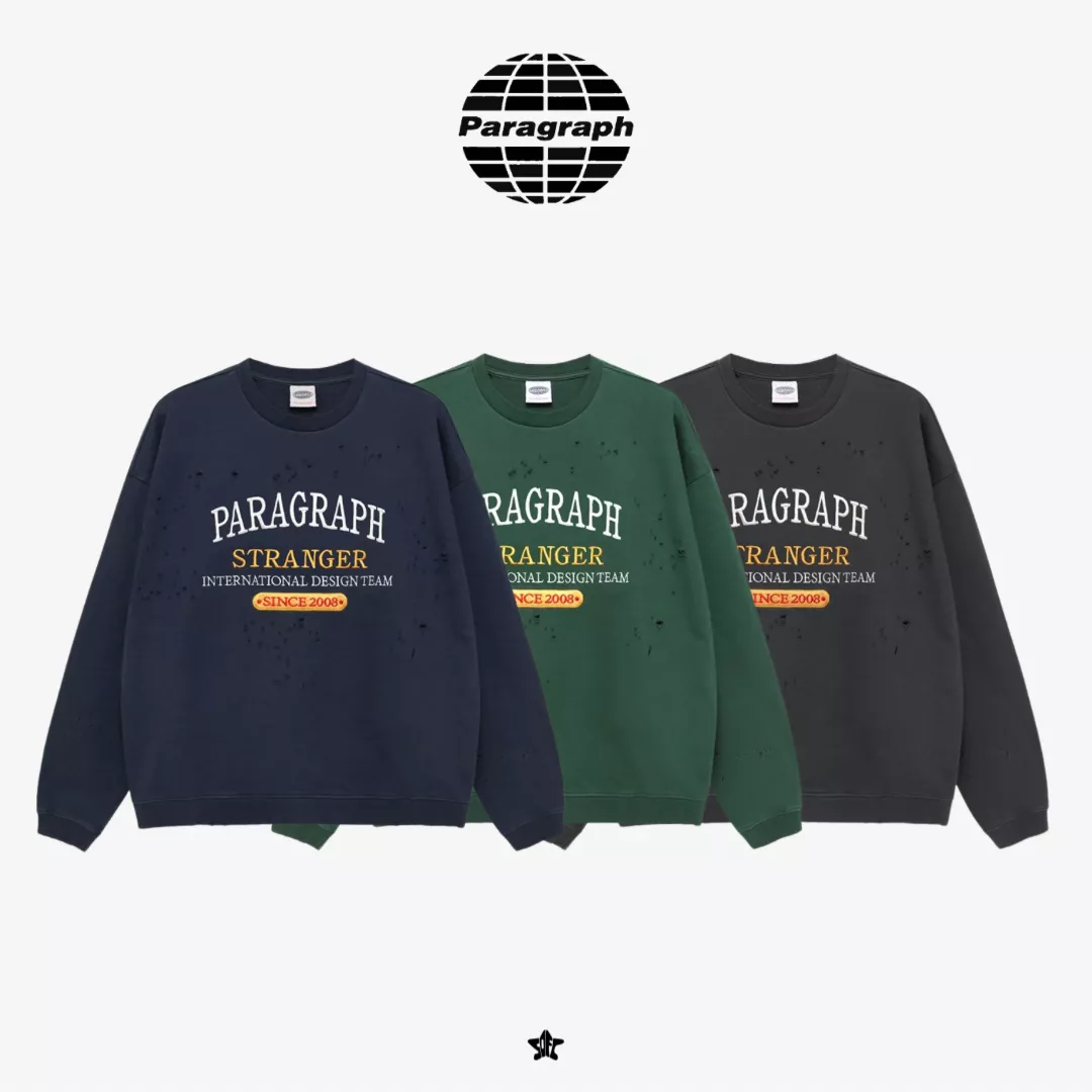 PARAGRAPH STRANGER LOGO CREW刷破長袖衛衣