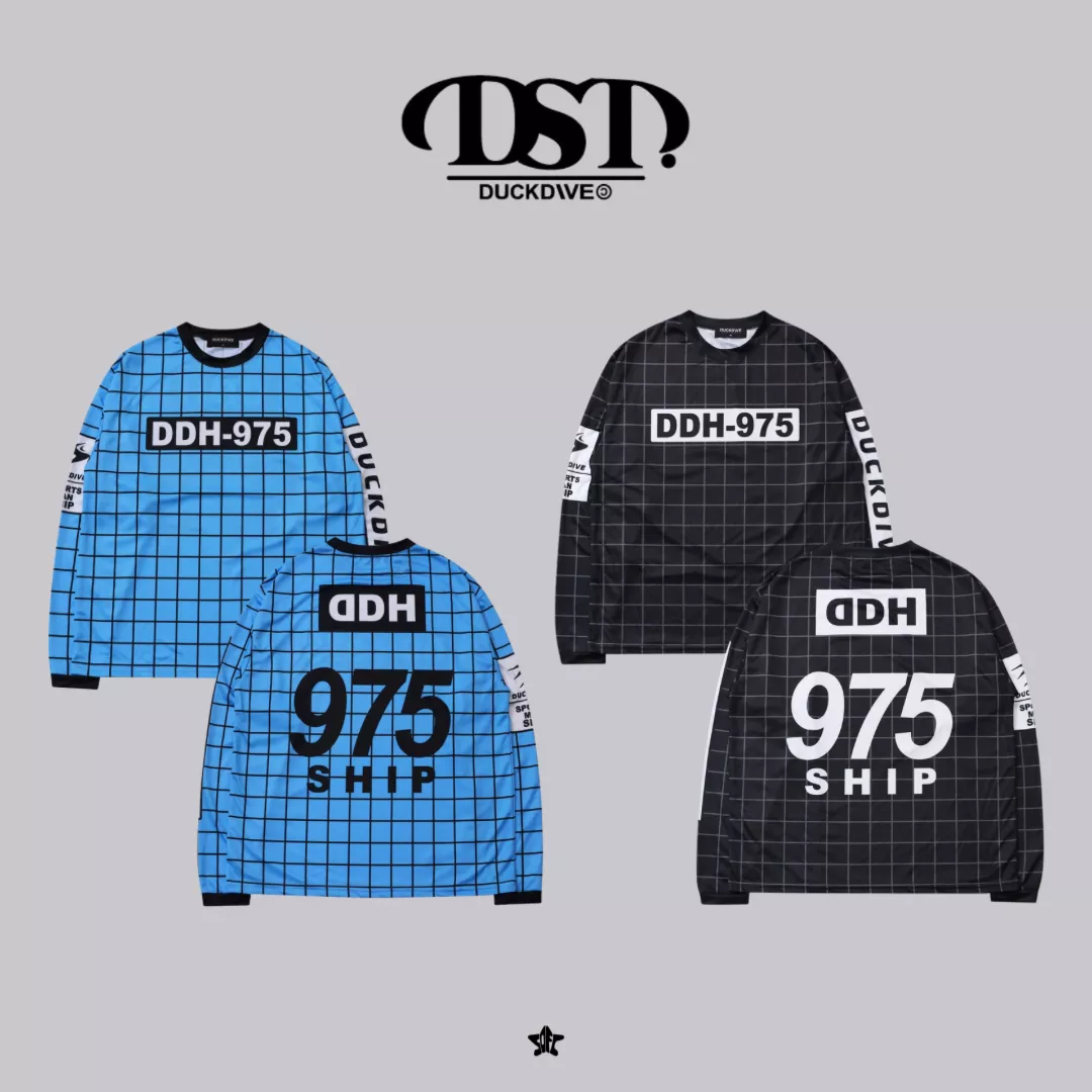 DUCKDIVE그리드레이싱오버핏 롱슬리브 블랙格紋賽車風寬版長袖上衣