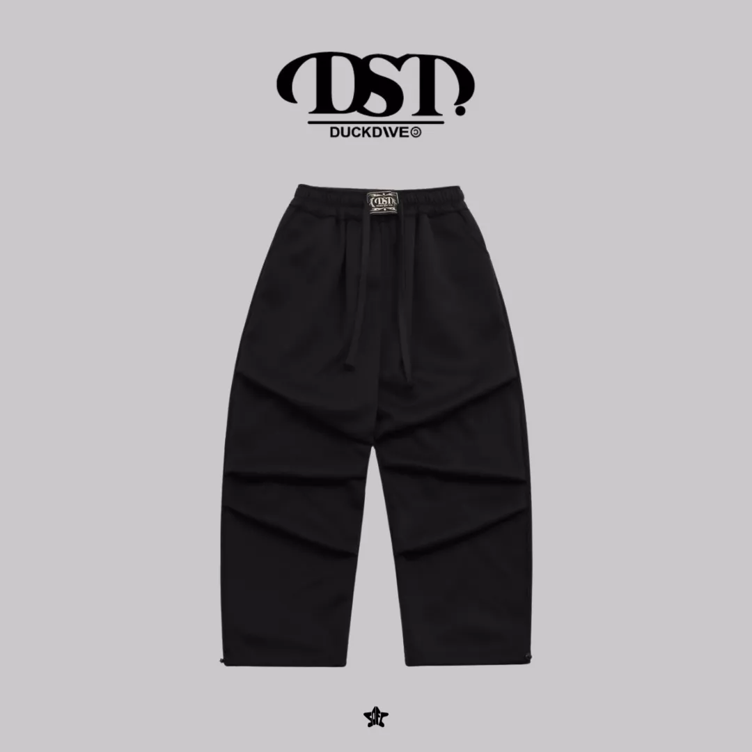 DUCKDIVE웨이브쓰리턱트레이닝팬츠블랙Wave 三褶休閒運動長褲