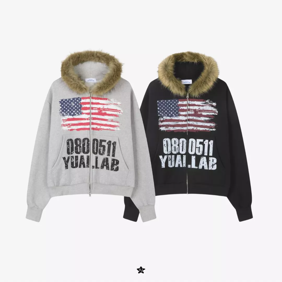 USA復古鬃毛連帽外套