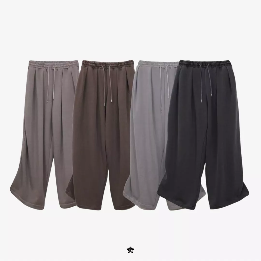 拼線弧形量感寬鬆休閒褲