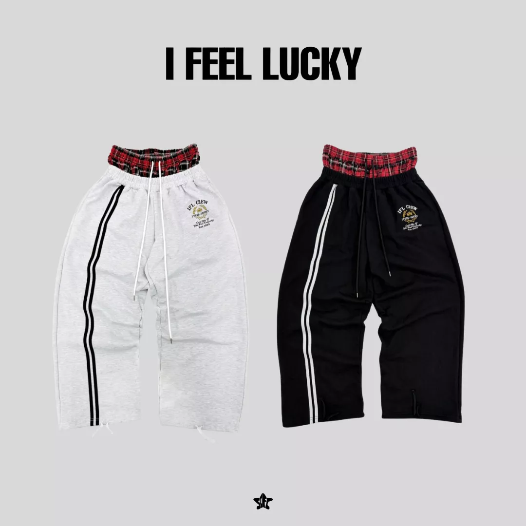 I FEEL LUCKY crew double sweat pants雙層腰頭運動長褲