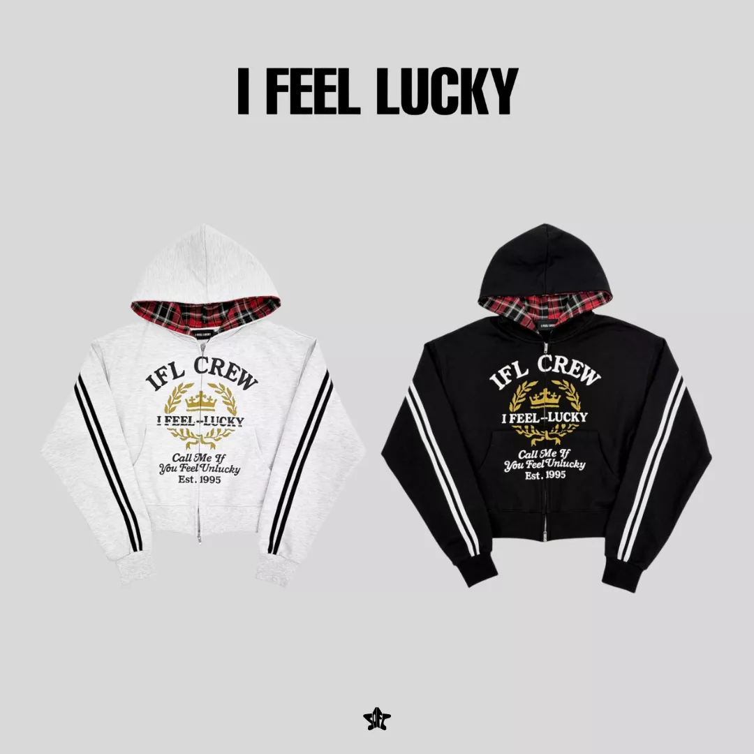 I FEEL LUCKY crew sweat hood zip up連帽拉鍊外套