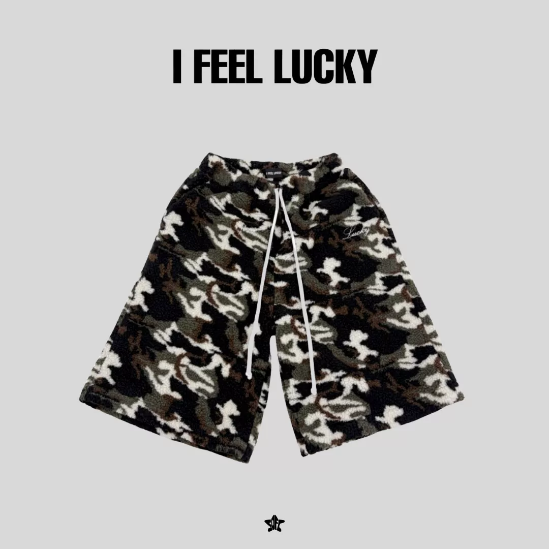 I FEEL LUCKY Fleece shorts搖粒絨迷彩五分短褲