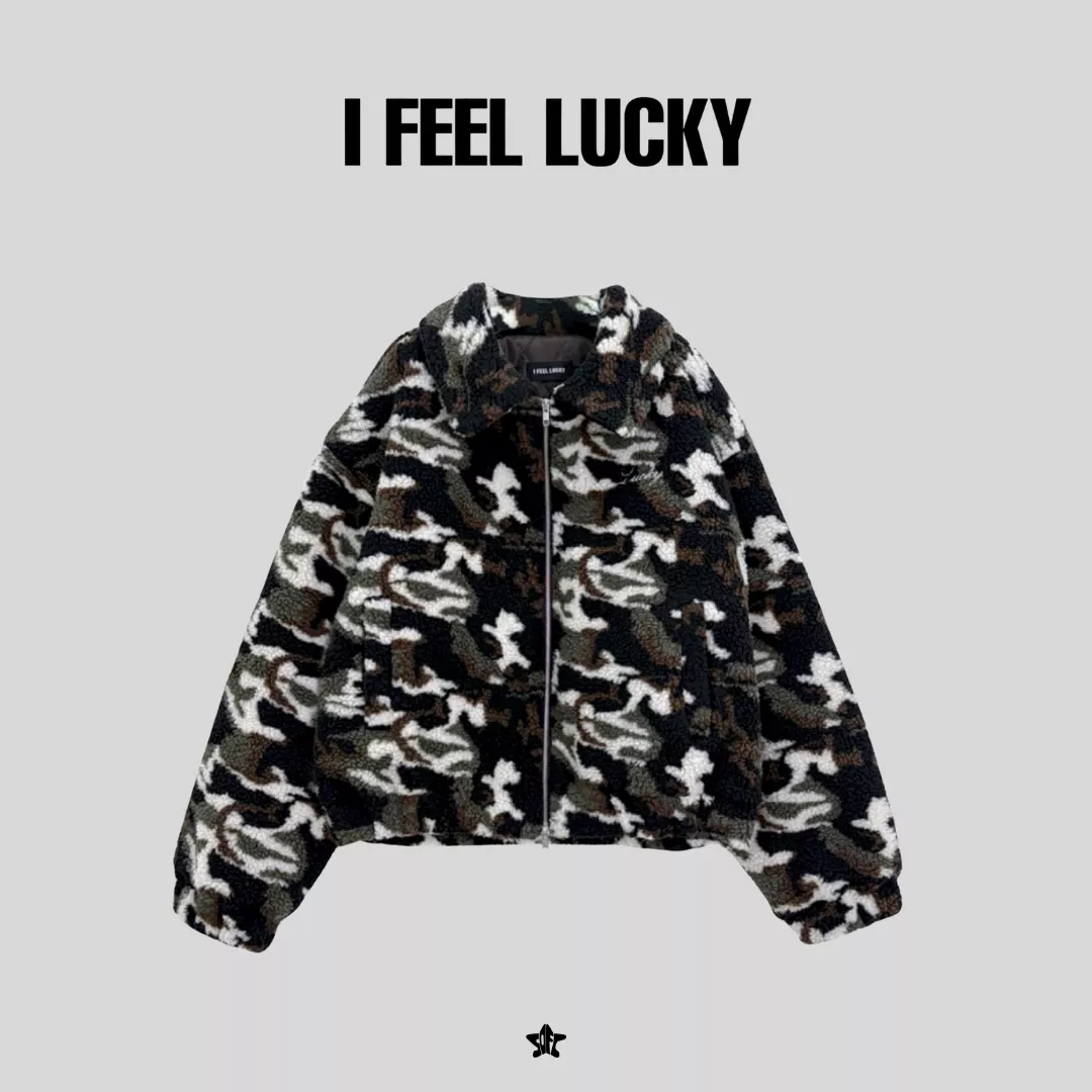 I FEEL LUCKY Fleece bomber jacket 搖粒絨迷彩飛行員夾克