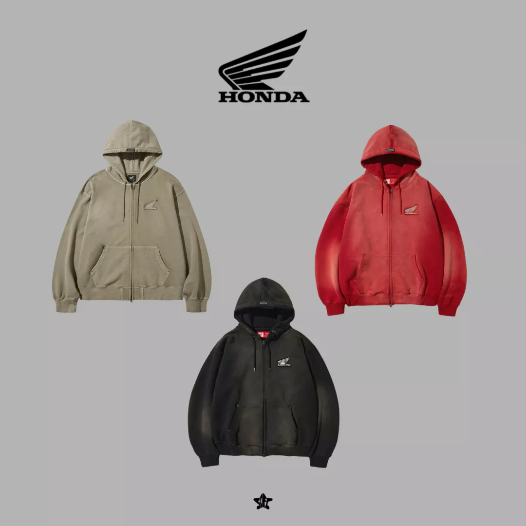 Honda Stud Wing Washing Hoodie Zip-up鉚釘翅膀電繡水洗連帽拉鍊外套