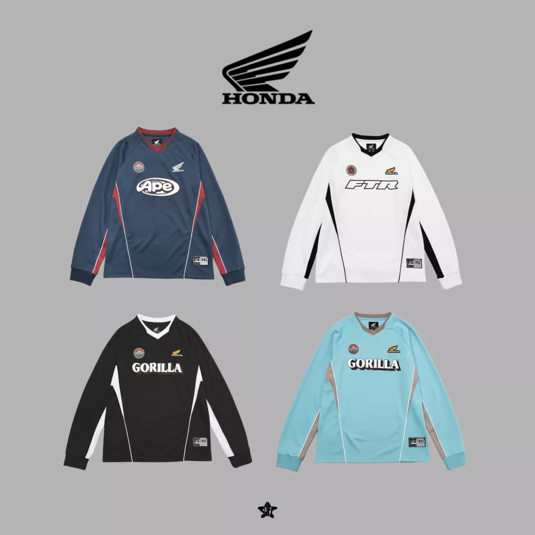 Honda Motorcycle Artwork Color Block Long Sleeve賽車插畫撞色長袖上衣