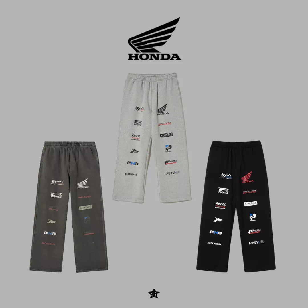 Honda Logo Artwork Sweat Pants多重Logo貼布裝飾寬版運動褲