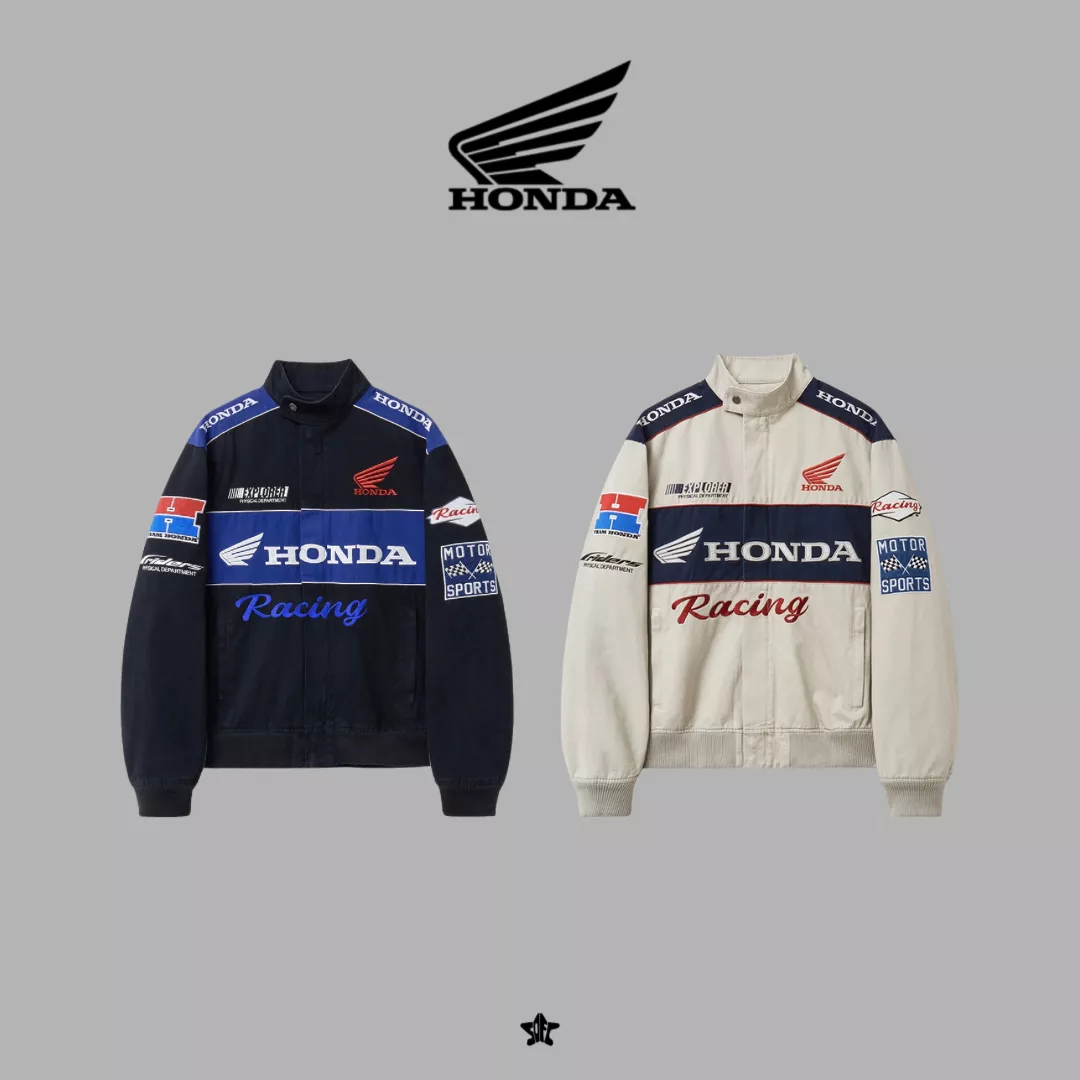 Honda Twill Multi Patch Motorcycle Jacket復古賽車復刻多口袋貼布摩托車飛行夾克