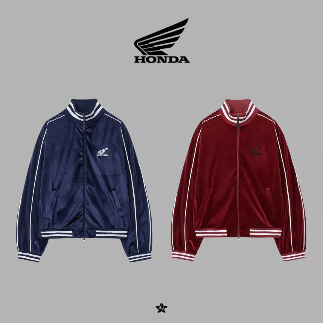 Honda Velvet Track Jacket復古絲絨撞色拼接運動賽車外套