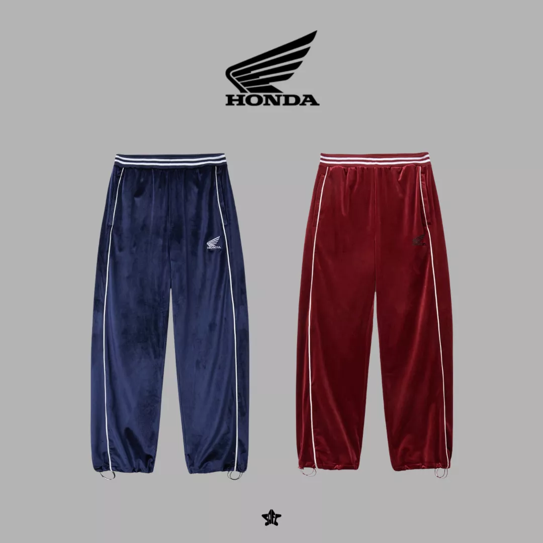 Honda Velvet Track Pants復古絲絨撞色拼接運動賽車長褲