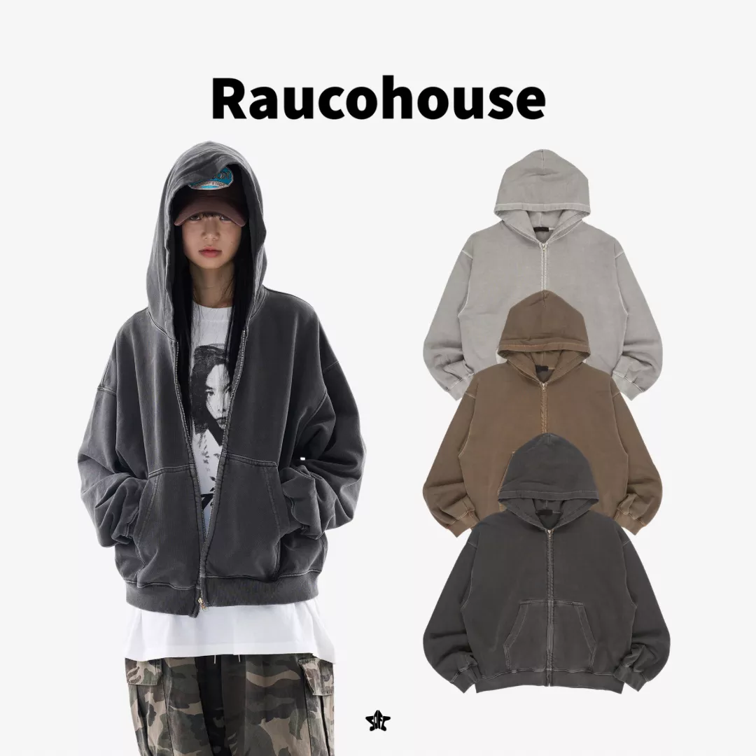 Raucohouse Release Vintage Washing Hooded Zip-up復古水洗連帽拉鍊外套