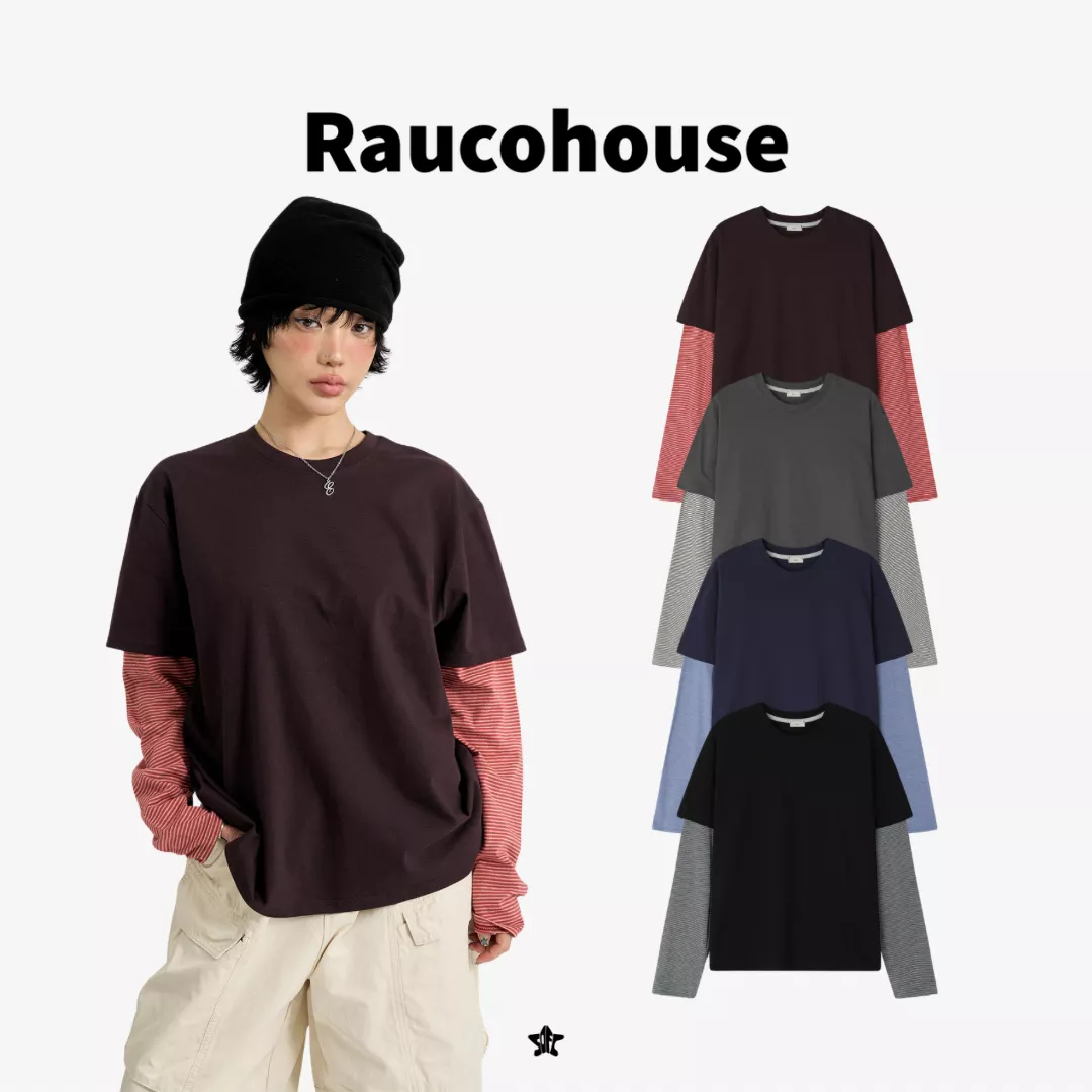 Raucohouse Two-tone Stripe Layered Long Sleeve雙色條紋層次感長袖上衣