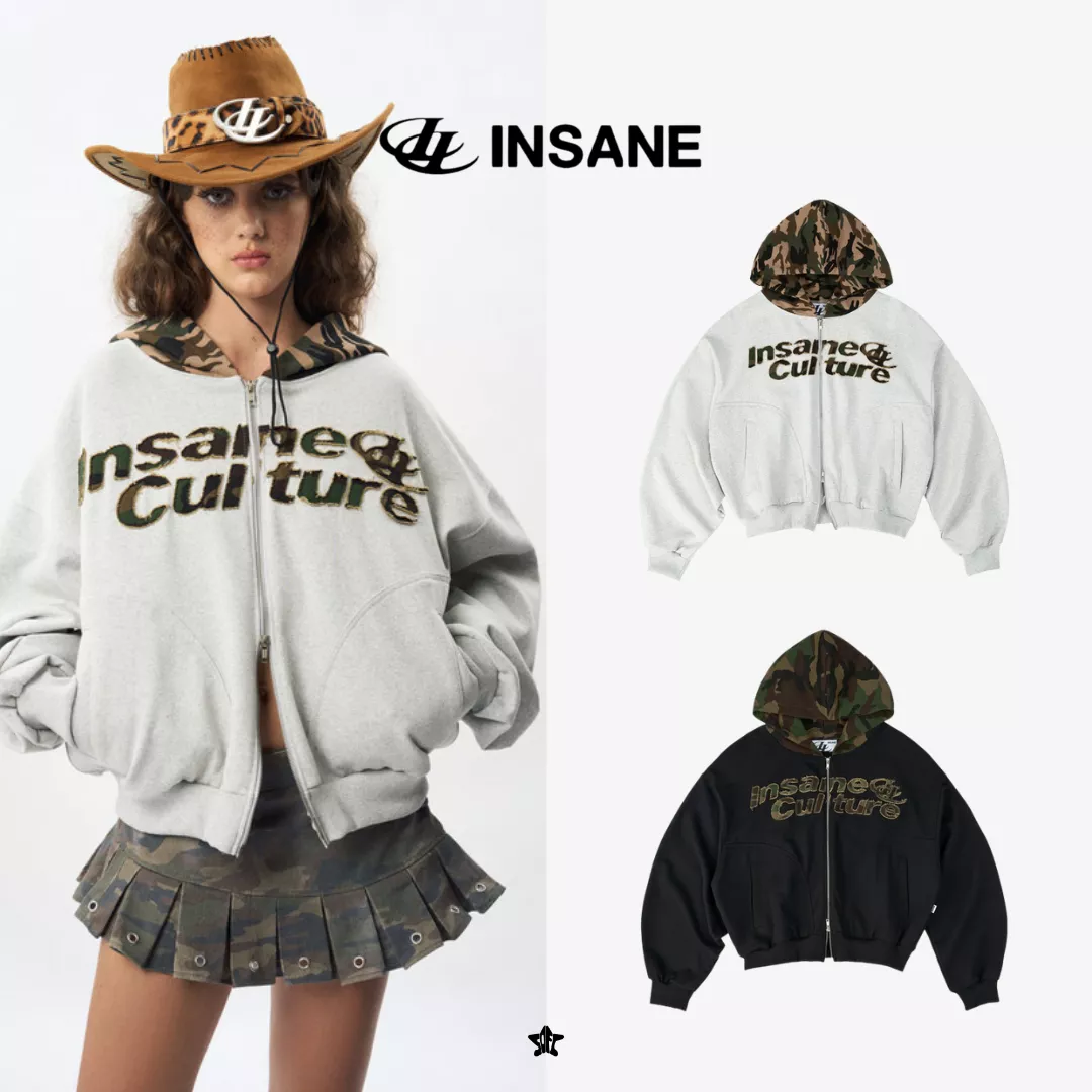 INSANE Camo Patch Hoodie Zip迷彩拼接連帽拉鍊外套