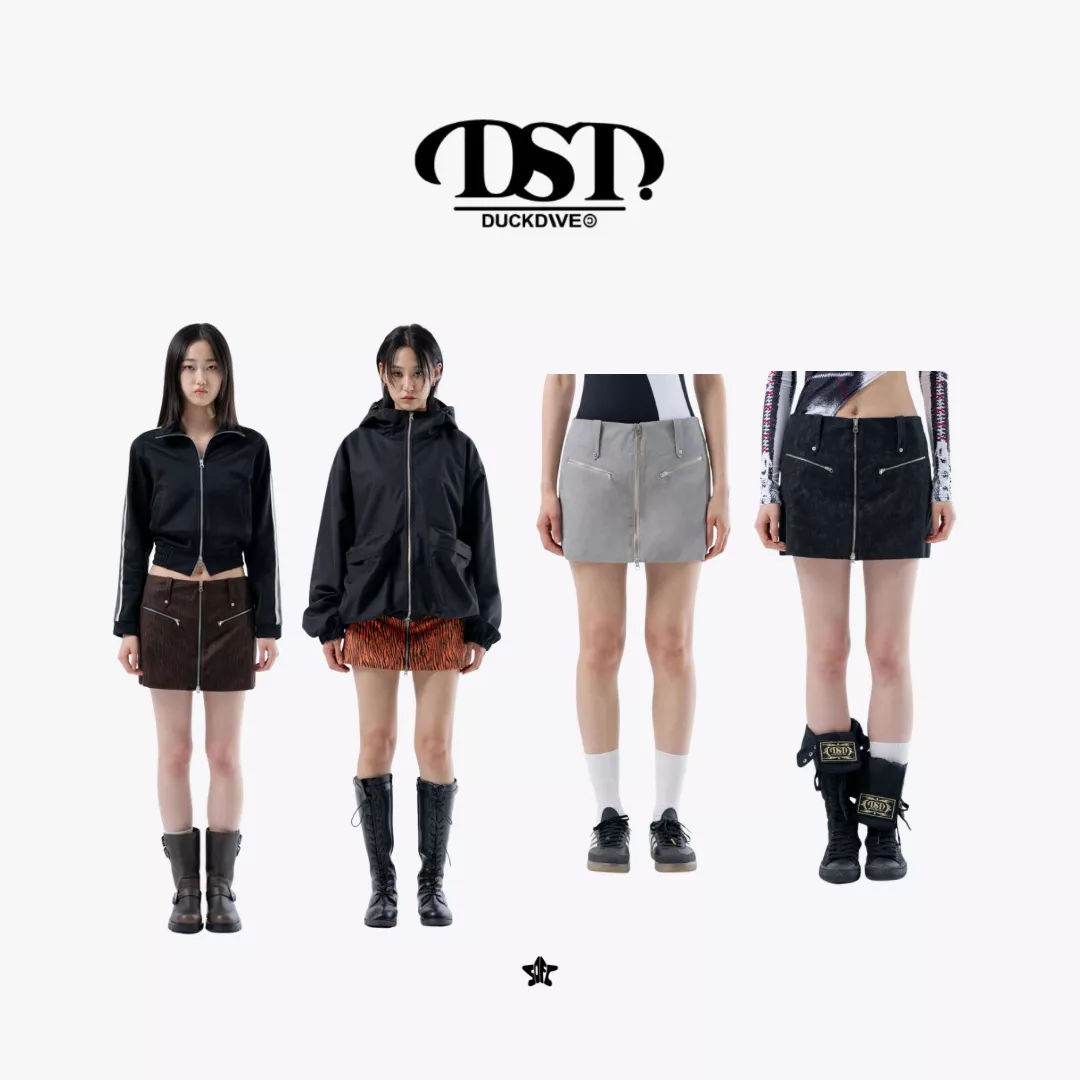 DUCKDIVE Front Zipper Mini Skirt雙頭前開拉鍊機能A字短裙