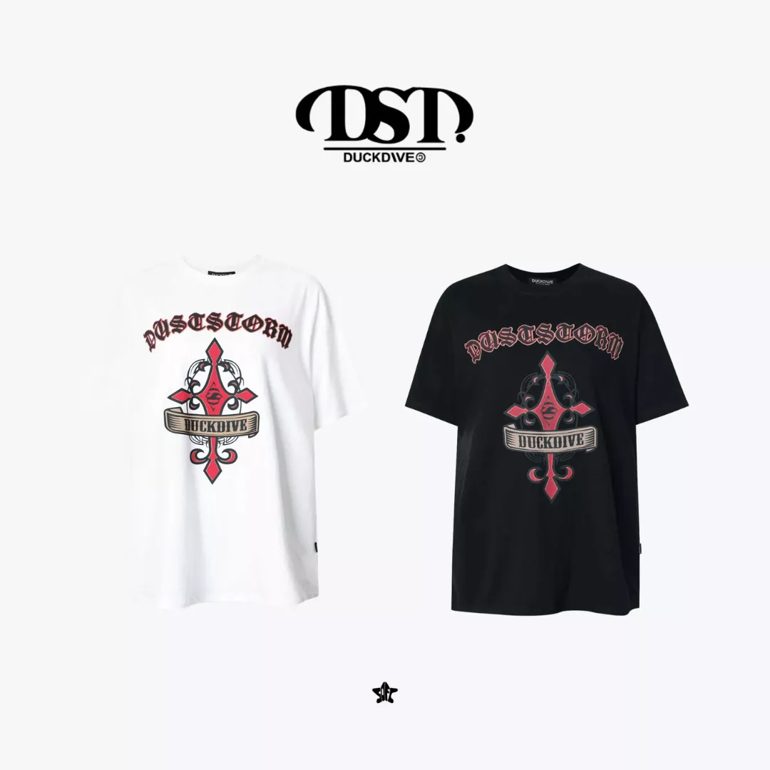 DUCKDIVE DST Cross Vintage Graphic Short Sleeve T-Shirt復古十字架圖騰水洗短袖