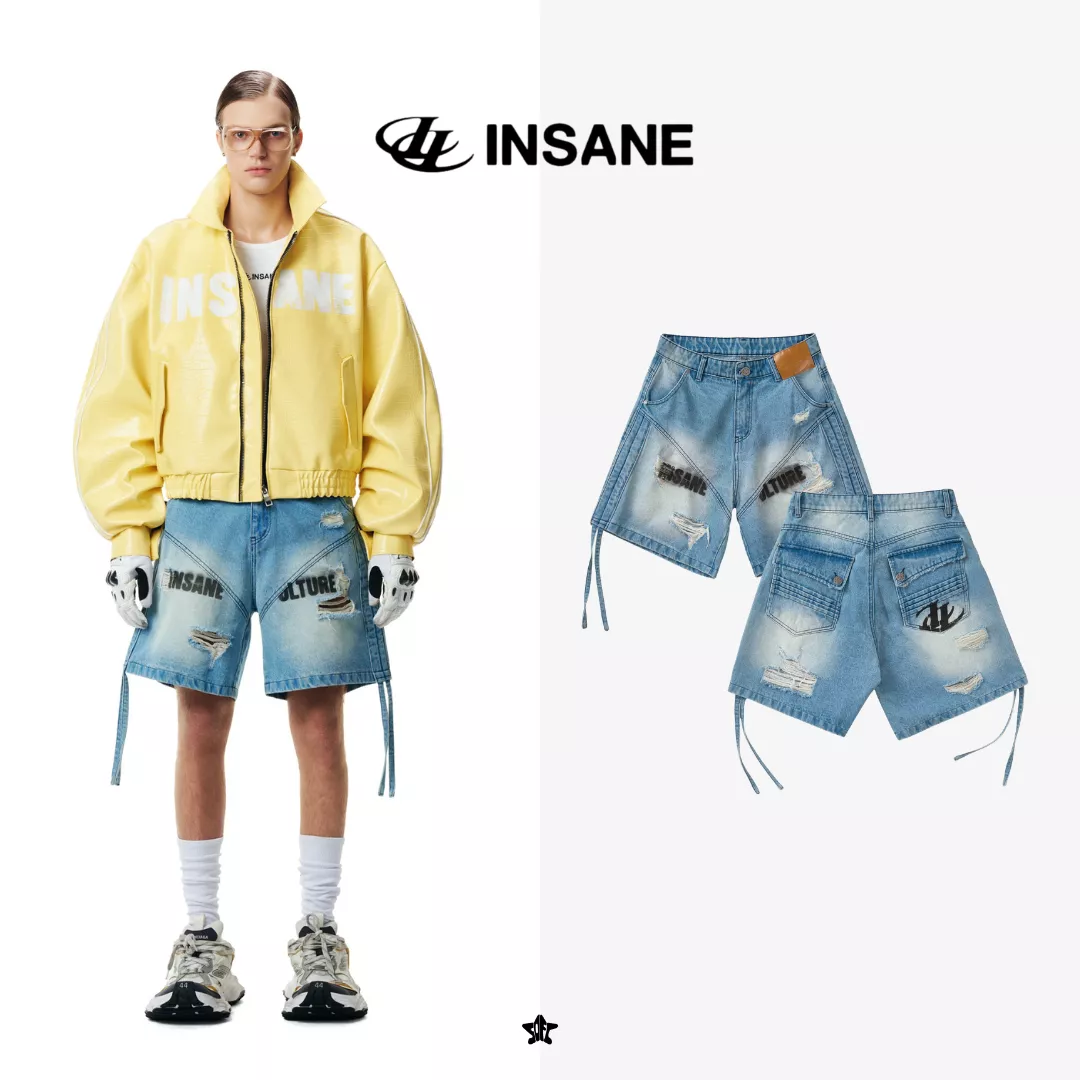 INSANE Drop Shorts潑墨垂墜重磅立體剪裁牛仔寬鬆過膝短褲
