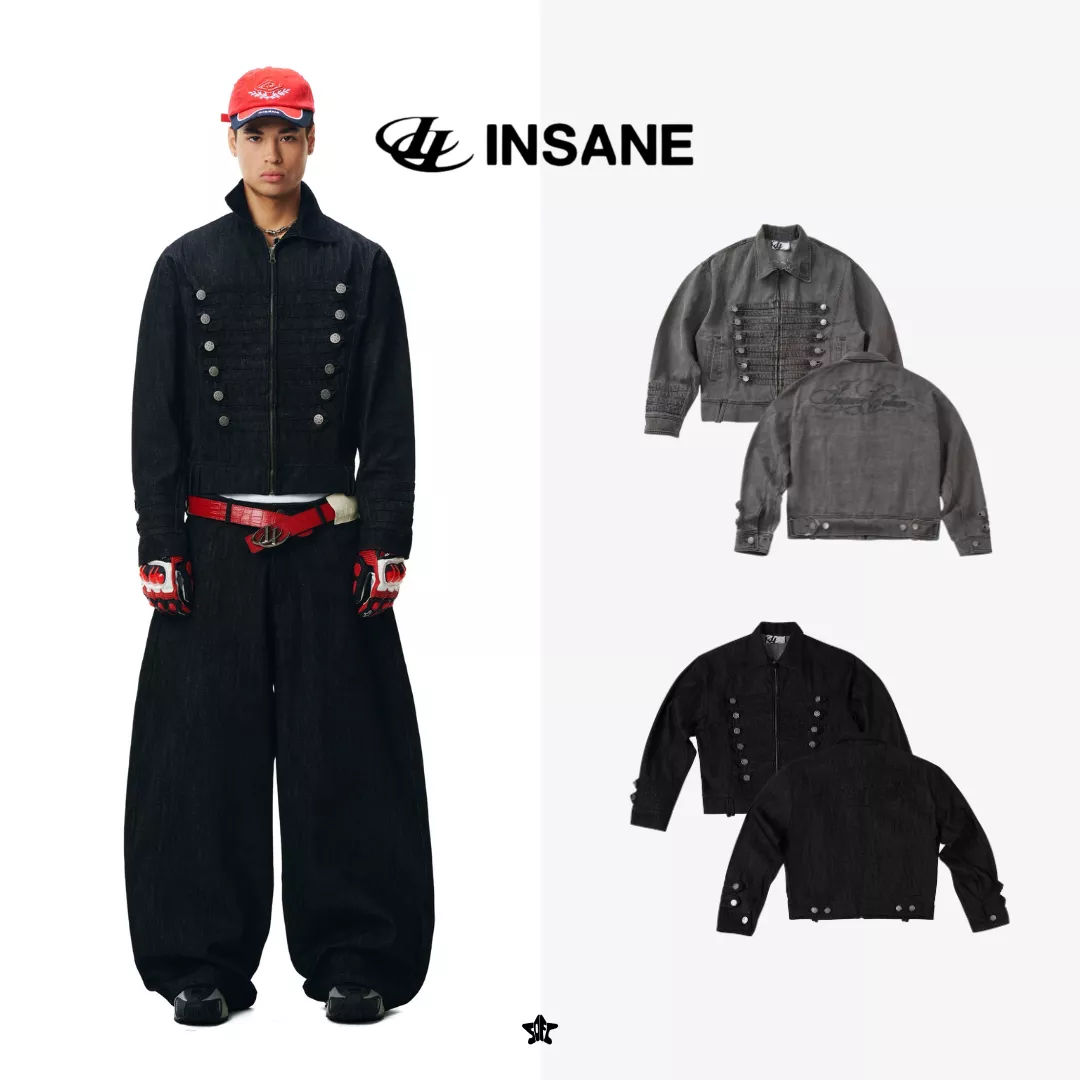 INSANE Royal Jacket皇家工裝水洗刺繡多口袋寬鬆單寧工裝夾克